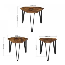 Set di 3 tavolini da salotto LUVERO / Nero opaco – legno vintage