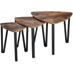 Set di 3 tavolini da salotto LUVERO / Nero opaco – legno vintage