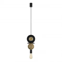 Plafoniera DROPS WOOD E / Nero - oro