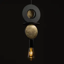 Plafoniera DROPS WOOD E / Nero - oro