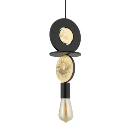 Plafoniera DROPS WOOD E / Nero - oro