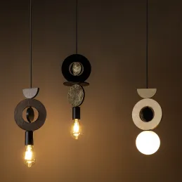 Plafoniera DROPS WOOD E / Nero - oro
