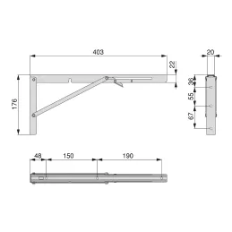 Staffa pieghevole FOLDEX - set da 2 pezzi / Nero opaco