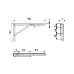 Staffa pieghevole FOLDEX - set da 2 pezzi / Nero opaco