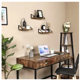 Set di 3 mensole REGALO Shelf / Nero opaco - legno vintage