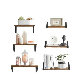 Set di 3 mensole REGALO Shelf / Nero opaco - legno vintage