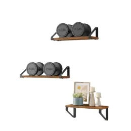 Set di 3 mensole REGALO Shelf / Nero opaco - legno vintage