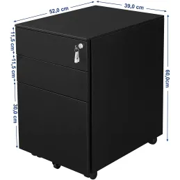 Cassettiera da ufficio su ruote GARDO 390 / Nera