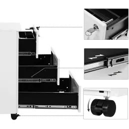Cassettiera da ufficio su ruote GARDO 390 / Nera