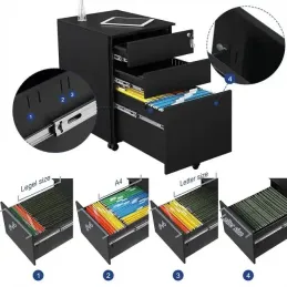 Cassettiera da ufficio su ruote GARDO 390 / Nera