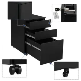Cassettiera da ufficio su ruote GARDO 390 / Nera