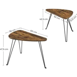 Set di 2 tavolini da salotto LION / Nero opaco – legno vintage