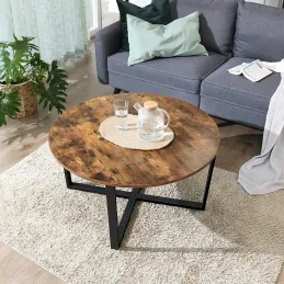 Tavolino da salotto LUNIA / Nero opaco - legno vintage