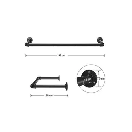 Set 2 pezzi di barra appendiabiti REGALO DUO 920 mm / Nero opaco