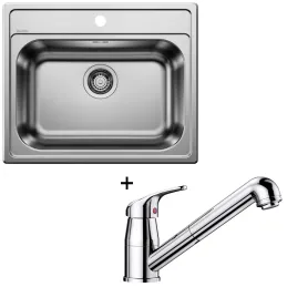 Set lavello in acciaio inox Blanco DANA 6 + rubinetto DARAS-S con doccetta / Cromo lucido