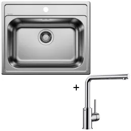 Set lavello in acciaio inox Blanco DANA 6 + rubinetto MILA / Cromo lucido