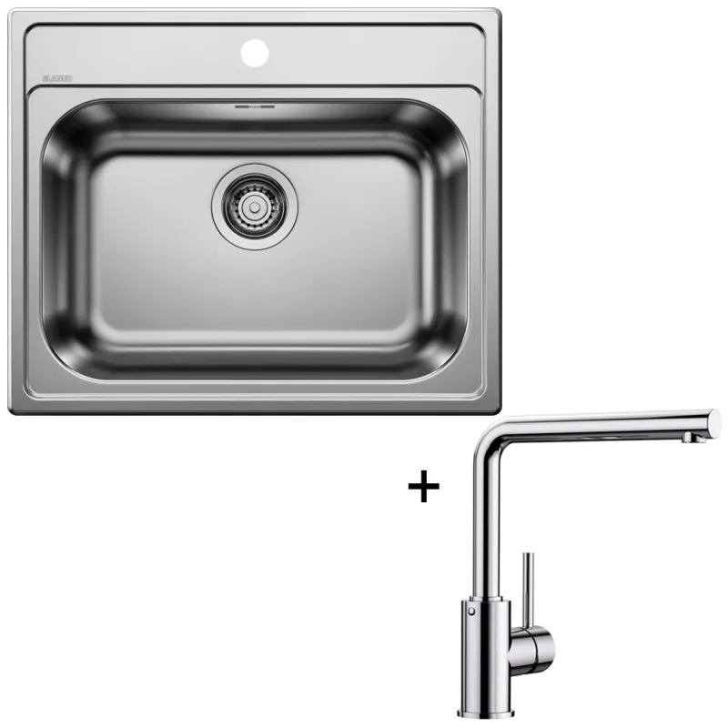 Set lavello in acciaio inox Blanco DANA 6 + rubinetto MILA / Cromo lucido
