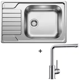 Set lavello in acciaio inox Blanco DINAS XL 6 S Compact + miscelatore MILA / Cromo lucido