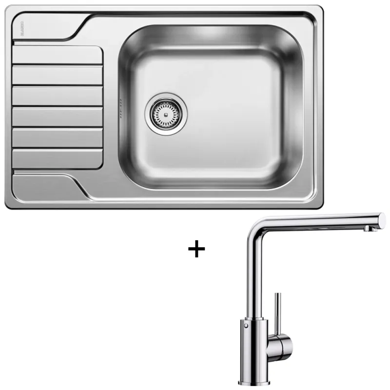 Set lavello in acciaio inox Blanco DINAS XL 6 S Compact + miscelatore MILA / Cromo lucido