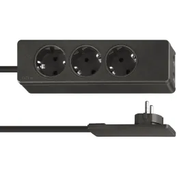 Multipresa 3x 230 V con spina piatta SLIM SCHUKO / Nero opaco