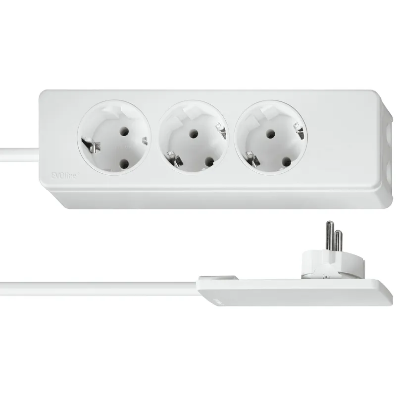 Multipresa 3x 230 V con spina piatta SLIM SCHUKO / Bianca