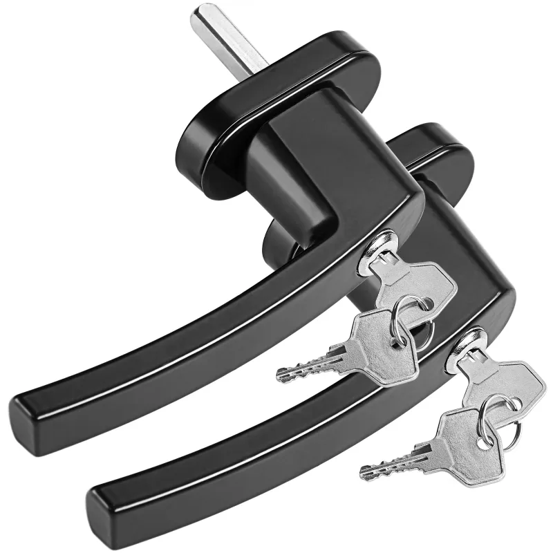 Set di 2 maniglie per finestre con serratura LOCKED / Nere
