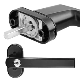 Set di 2 maniglie per finestre con serratura LOCKED / Nere