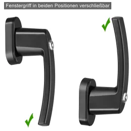 Set di 2 maniglie per finestre con serratura LOCKED / Nere