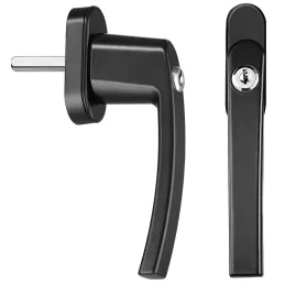 Set di 2 maniglie per finestre con serratura LOCKED / Nere