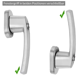 Set di 2 maniglie per finestre con serratura LOCKED / Argento