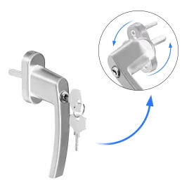 Set di 2 maniglie per finestre con serratura LOCKED / Argento