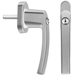 Set di 2 maniglie per finestre con serratura LOCKED / Argento