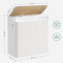Cesto portabiancheria GLAMUR 150L / Bianco