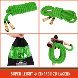 Tubo da giardino Flexi con set completo di accessori e supporto / Verde