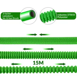Tubo da giardino Flexi con set completo di accessori e supporto / Verde