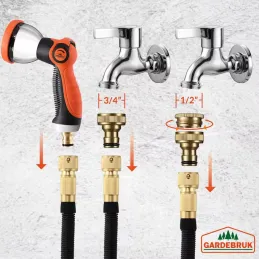 Tubo da giardino flessibile con set completo di accessori e supporto / Nero