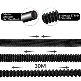 Tubo da giardino flessibile con set completo di accessori e supporto / Nero