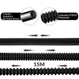 Tubo da giardino flessibile con set completo di accessori e supporto / Nero