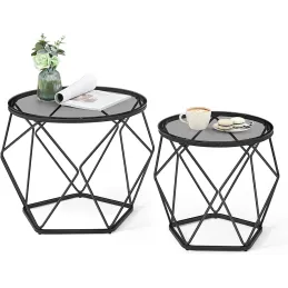 Set di 2 tavolini da salotto ORION LUX / Nero opaco