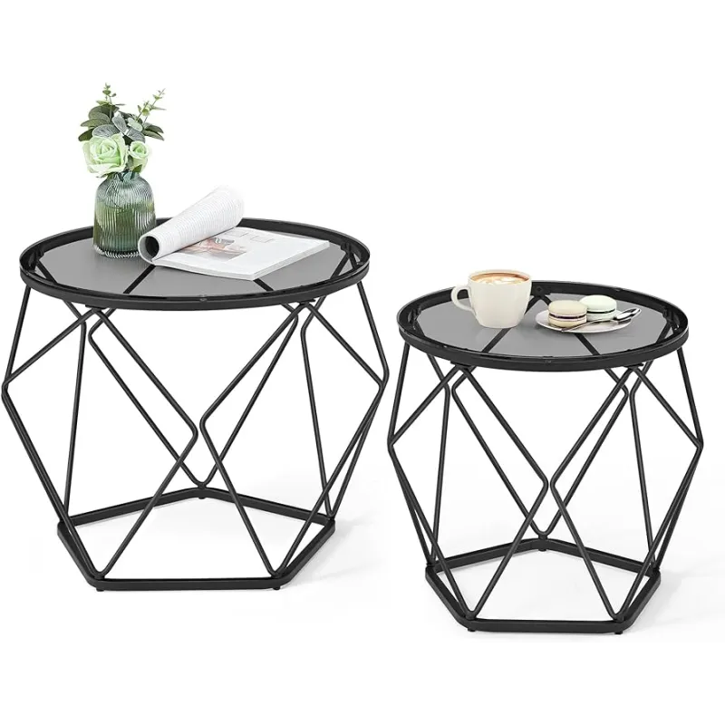 Set di 2 tavolini da salotto ORION LUX / Nero opaco