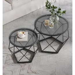 Set di 2 tavolini da salotto ORION LUX / Nero opaco