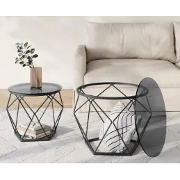 Set di 2 tavolini da salotto ORION LUX / Nero opaco