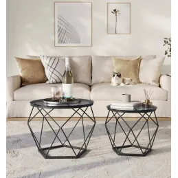 Set di 2 tavolini da salotto ORION LUX / Nero opaco