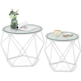 Set di 2 tavolini da salotto ORION LUX / Bianco opaco