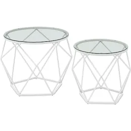 Set di 2 tavolini da salotto ORION LUX / Bianco opaco