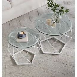 Set di 2 tavolini da salotto ORION LUX / Bianco opaco
