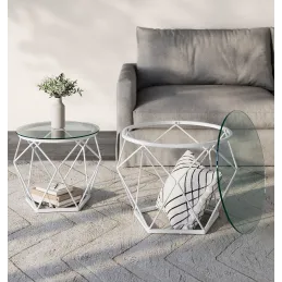 Set di 2 tavolini da salotto ORION LUX / Bianco opaco