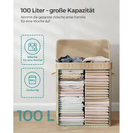 Cesto portabiancheria GLAMUR 100L / Legno naturale