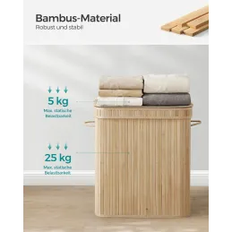 Cesto portabiancheria GLAMUR 100L / Legno naturale