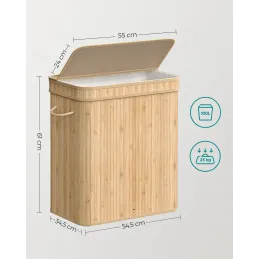 Cesto portabiancheria GLAMUR 100L / Legno naturale